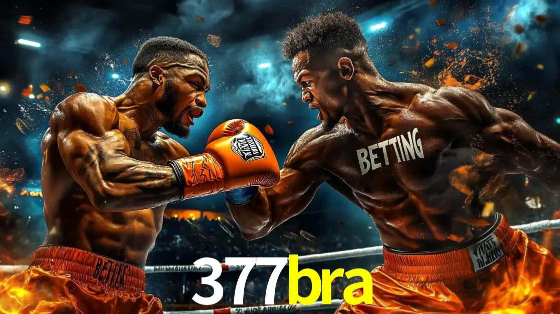 Dois boxeadores em uma luta intensa e explosiva, representando a adrenalina e as oportunidades de apostas em esportes de combate disponíveis na plataforma 377bra.